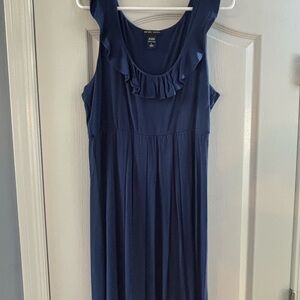 New York & Company Blue Ruffled Midi Sundress